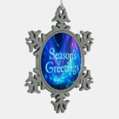 シーズンの挨拶 – Qaanaaq – ノーザンライト スノーフレークピューターオーナメント (左)