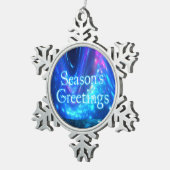 シーズンの挨拶 – Qaanaaq – ノーザンライト スノーフレークピューターオーナメント (右)