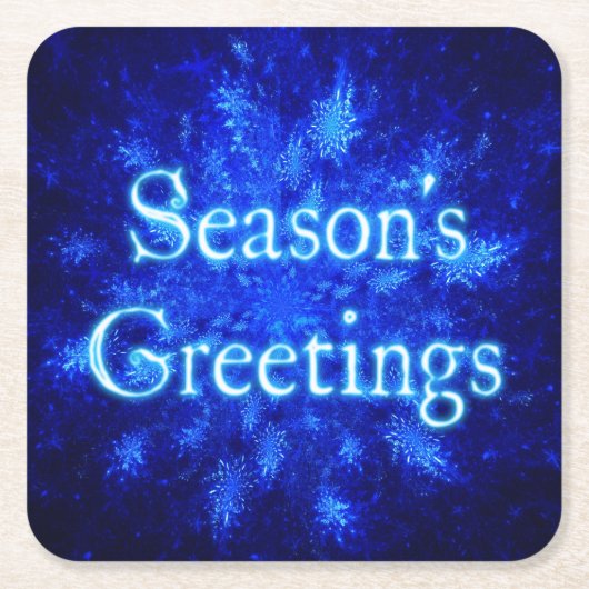 シーズンの挨拶 – Snowburst スクエアペーパーコースター (正面)