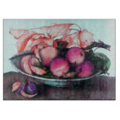 シーズンの果実,桃,プルーンプレート静止画 カッティングボード (正面)