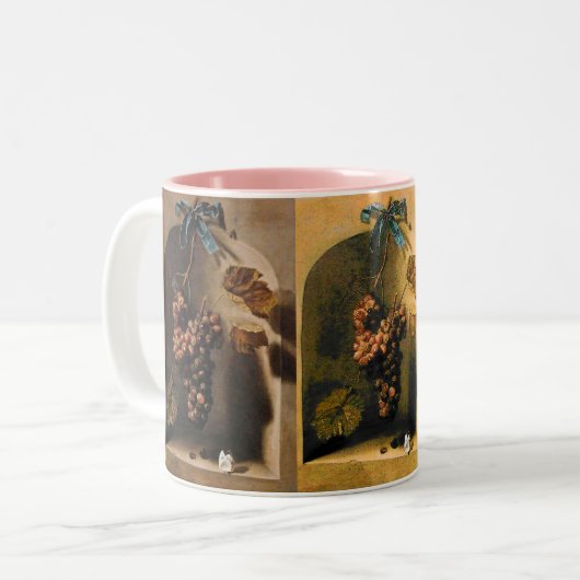 シーズンの果実 – 繁栄茶色の黄色の緑 ツートーンマグカップ (正面左)