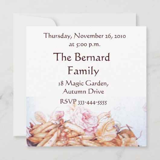 シーズンの果物6 – 豆とバラ感謝祭 招待状 (裏面)