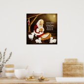 「シーズンの理由」ベビーイエスとサンタ ポスター (キッチン)