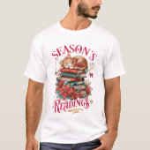 シーズンの読書ふわふわ子猫 Tシャツ (正面)