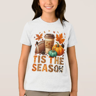 シーズンはHerbstzeit mit Football und Kaffee トライブレンドTシャツ