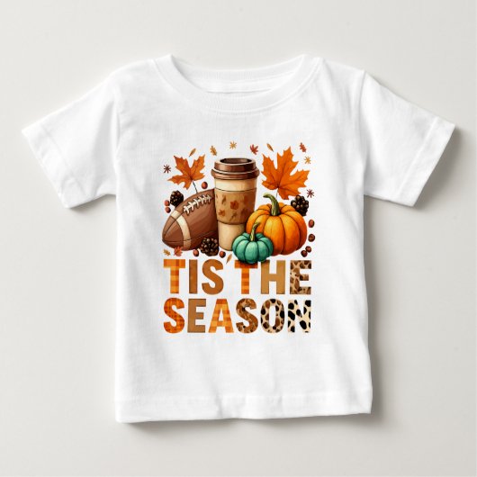 シーズンはHerbstzeit mit Football und Kaffee ベビーTシャツ (正面)