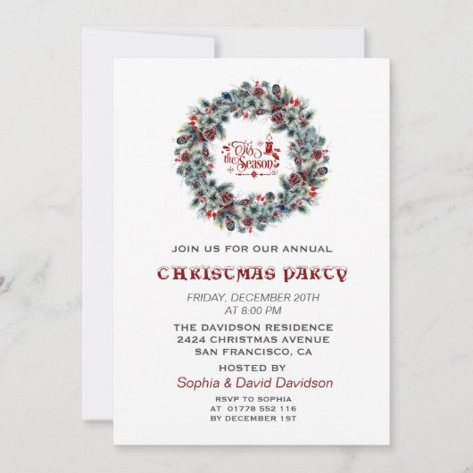 シーズンウィンターリースクリスマスパーティー 招待状 (正面)
