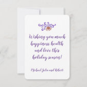 シーズンエレガントグリースクリスマスツリーバラ金ゴールド サンキューカード (裏面)