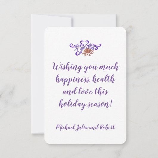 シーズンエレガントグリースクリスマスツリーバラ金ゴールド サンキューカード (裏面)