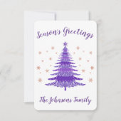 シーズンエレガントグリースクリスマスツリーバラ金ゴールド サンキューカード (正面)