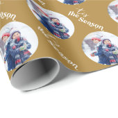 シーズンエレガントタイポグラフィラウンドフォト金ゴールド ラッピングペーパー (ロールコーナー)