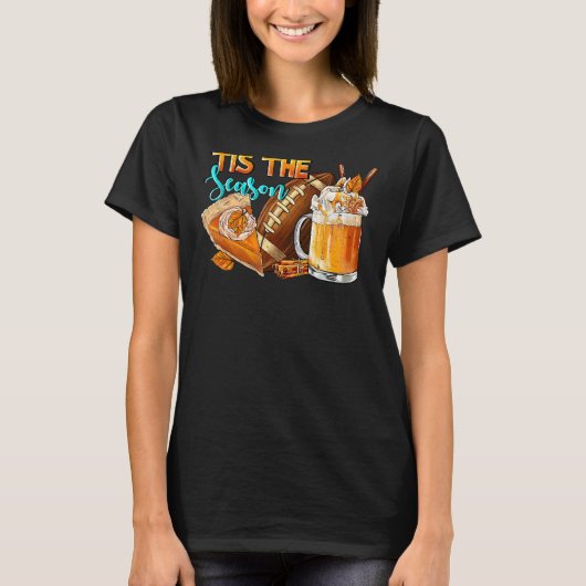 シーズンカボチャとスパイスサッカーハロウィー Tシャツ (正面)