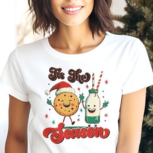 シーズンクッキーとミルクのクリスマスおもしろい トライブレンドＴシャツ