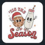 シーズンクッキー牛乳サンタハットクリスマスレー スクエアシール<br><div class="desc">シーズンクッキーミルクサンタハットクリスマスレトロクリスマス</div>