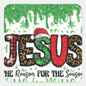 シーズンクリスマスステッカーの理由 スクエアシール (正面)