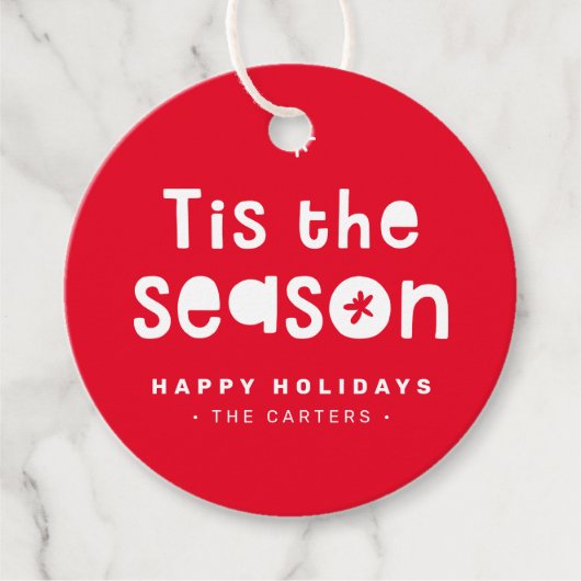 シーズンクリスマスプレゼントはっきりしたフェスティバル赤 フェイバータグ (正面)