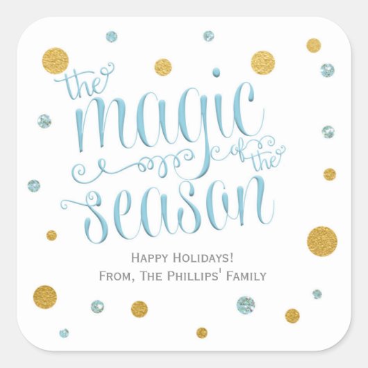 シーズンクリスマスホリデーステッカーの魔法 スクエアシール (正面)