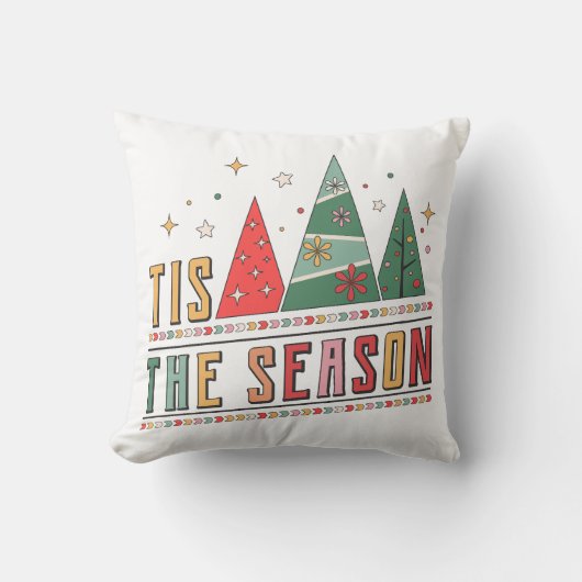 シーズンクリスマスモダンタイポグラフィ クッション (正面)