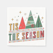 シーズンクリスマスモダンタイポグラフィ スタンダードカクテルナプキン (正面)