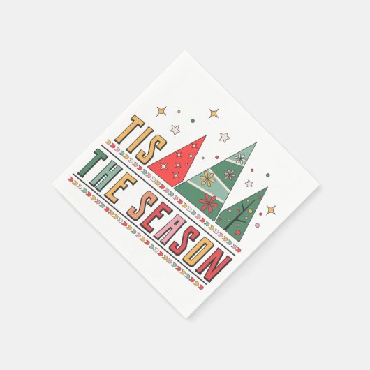 シーズンクリスマスモダンタイポグラフィ スタンダードカクテルナプキン (角)