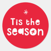 シーズンクリスマス明るいはっきりしたフェスティバル赤 ラウンドシール (正面)