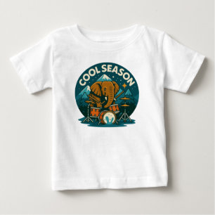 シーズンクールゾウのドラマーのグラフィックデザインベビー ベビーTシャツ