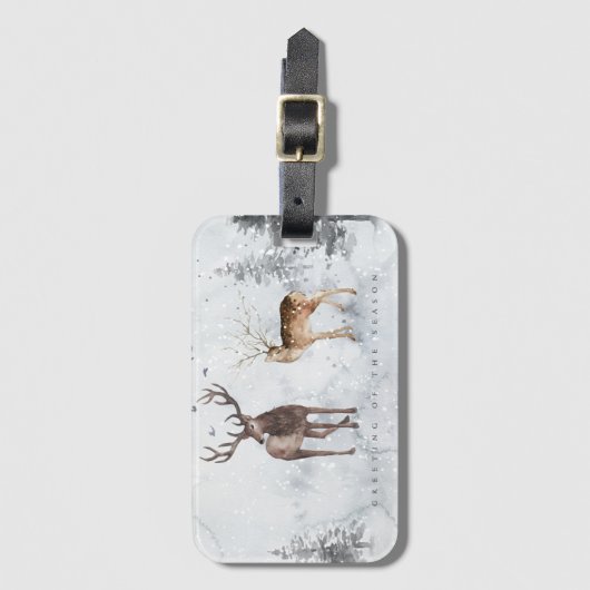 シーズングラーズクリスマスディアーイラストレーション ラゲッジタグ (正面縦)