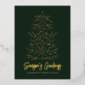 シーズングリーズモダンシンプルクリスマスツリー 箔シーズンポストカード (正面)