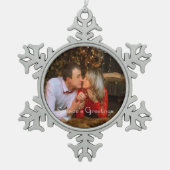 シーズングリーツスノーフレークフレームオーナメント スノーフレークピューターオーナメント (正面)