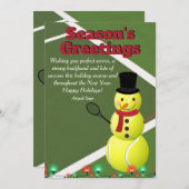 シーズングリーツテニスボール雪だるまクリスマス シーズンカード (正面/裏面)