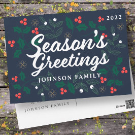 シーズングリーツホリーモダンベリーの葉 シーズンポストカード