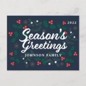 シーズングリーツホリーモダンベリーの葉 シーズンポストカード (正面)