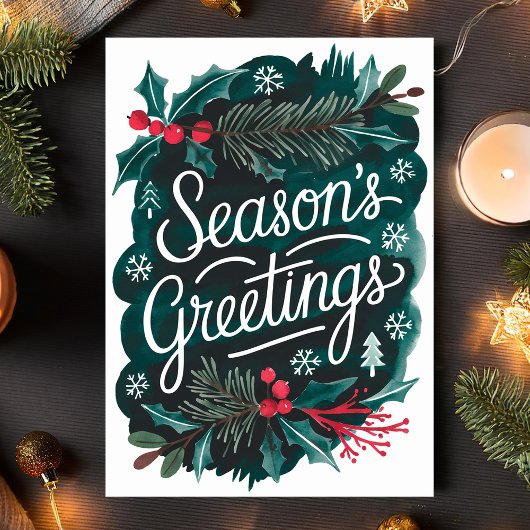 シーズングリーティングウォーターカラークリスマス シーズンカード