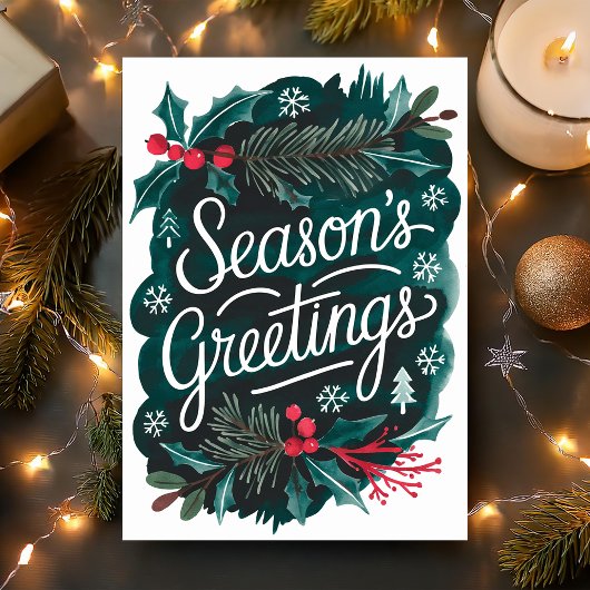 シーズングリーティングウォーターカラークリスマス シーズンカード