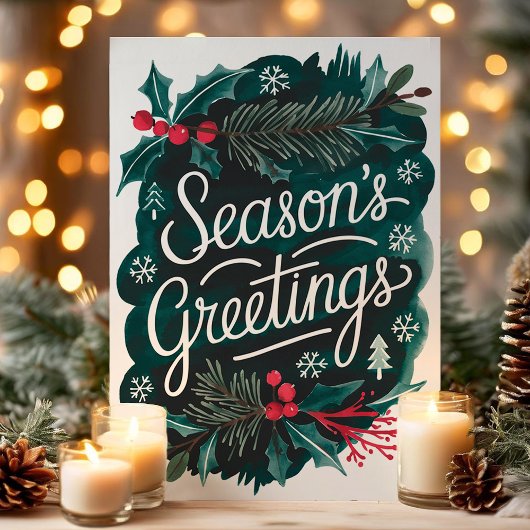 シーズングリーティングウォーターカラークリスマス シーズンカード