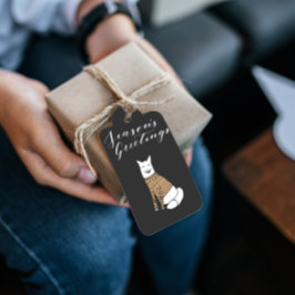 シーズングリーティングウルフブラッククリスマスギフトタグ ギフトタグ