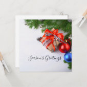 シーズングリーティングエバーグリーンクリスマスオーナメント カード (正面/裏面インサイチュ)