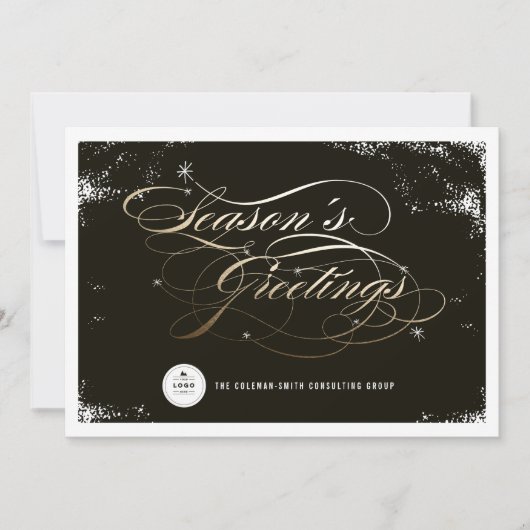 シーズングリーティングエレガント金ゴールドスクリプトビジネス シーズンカード (正面)