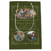 シーズングリーティングカスタムの写真と名前の抱き枕 ミディアムペーパーバッグ (正面)