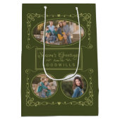 シーズングリーティングカスタムの写真と名前の抱き枕 ミディアムペーパーバッグ (裏面)