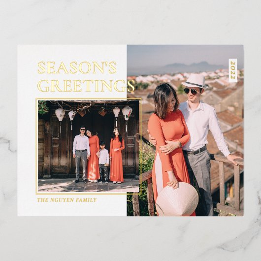 シーズングリーティングカスタムフォトフォイルホリデー 箔シーズンポストカード (正面)