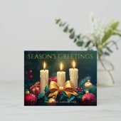 シーズングリーティングクリスマスキャンドルヴィンテージ 箔シーズンポストカード (立ち正面)