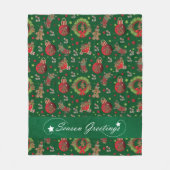 シーズングリーティングクリスマスジンジャーブレッドマン フリースブランケット (正面)