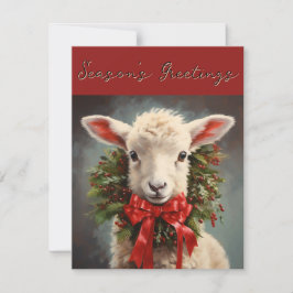 シーズングリーティングクリスマスラムグリーティングカード 招待状