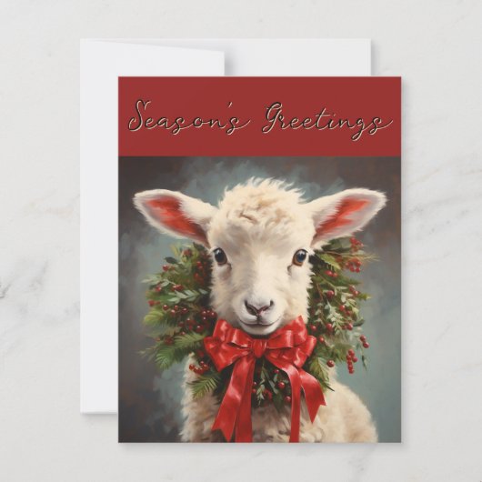 シーズングリーティングクリスマスラムグリーティングカード 招待状 (正面)