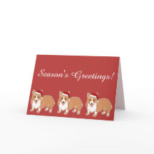 シーズングリーティングコメリールギ犬グリーティングカード