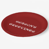 シーズングリーティングダークレッド ペーパープレート (アングル)