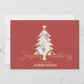 シーズングリーティングパインツリーレッドビジネス シーズンカード (正面)