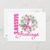 シーズングリーティングピンクリボンリース シーズンポストカード (正面/裏面)