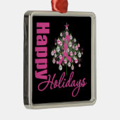 シーズングリーティングピンクリボン – 乳がん メタルオーナメント (右)